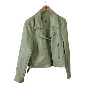 BlankNYC Women's Green Mint Faux Leather Full Zip Moto Jacket - XL